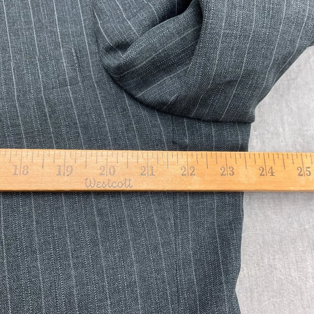 Reed St James Blazer‎ Men 46L Gray White Chalk Stripe Dacron Classic Career VTG